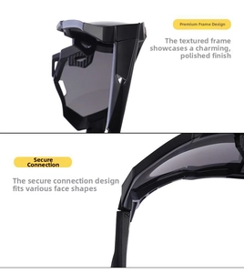 Detail of durable hinges and textured temples on black cycling sports sunglasses