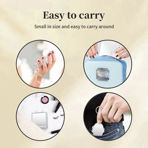 Portable mini folding makeup mirror with keychain ring in a versatile metal finish