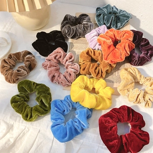 Velvet Scrunchies Solid Color Elastic Hair Ties Ponytail Holder Retro Simple Hairbands For Women Girls