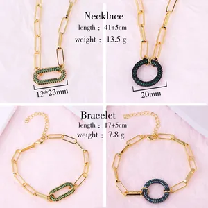 Detailed size specifications for gold plated interlocking link chain necklace and bracelet