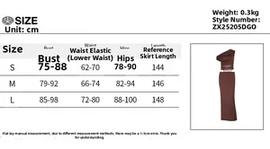 Detailed size guide table for off-shoulder mesh patchwork slim dress showing measurements