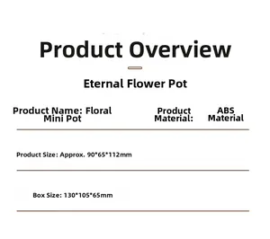 Detailed size chart for ABS building block flower showing product and box dimensions