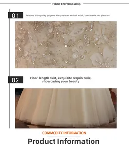 Detail der Stickerei und Pailletten am champagnerfarbenen Brautkleid aus Netzstoff