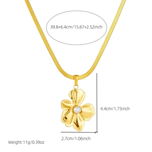 Collier pendentif fleur perle dorée avec chaîne en acier inoxydable pour femme