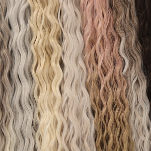 Extensions de cheveux tressés vagues profondes crochet cheveux mèche synthétique multicolore détail