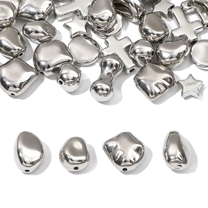 Silver polished CCB star and bone beads collection for DIY jewelry making and crafts