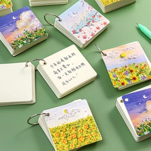 Mini oil painting spiral notepad with metal ring and thick blank pages for study