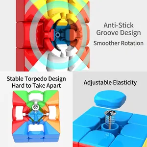 Internal structure of professional 3x3 magic cube with anti-stick grooves and adjustable tension
