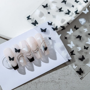 Butterfly Star Nail Art Stickers Ultra Thin Adhesive Black White Decals DIY Manicure Decorations For Women
