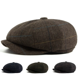 Retro Wolle Schiebermütze Für Damen Herren Britischer Stil Fischgrätenmuster Achteckige Hut Winter Warme Baskenmütze Casual Reise Accessoire