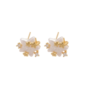 Boucles d'oreilles étoiles plaquées or 14 carats avec nacre et zircons cubiques
