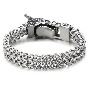 Punk style stainless steel dragon bone bracelet for men with creative vintage carving