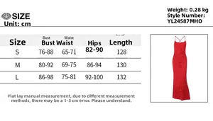 Size chart for the elegant bodycon dress showing measurements for S, M, and L sizes