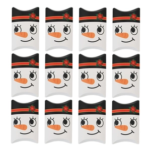 Set of 12 snowman themed Christmas pillow gift boxes made of kraft paper for candy storage
