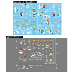 Christmas static window stickers with Santa and reindeer layout and dimensions