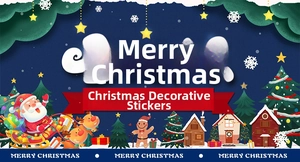 Autocollants de Noël détaillés avec Père Noël et rennes en illustration festive