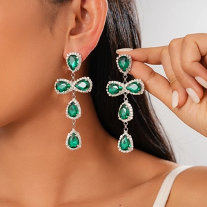 Hängeohrringe Vintage Hofstil Wassertropfen Kupfer Strass Mit Silberohrstecker Luxus Bankett Für Damen