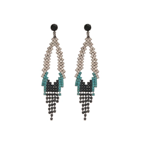 Boucles d'oreilles pampilles en diamant avec losange ajouré géométrique et clous argent