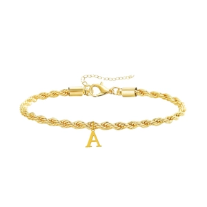 Bracciale a catena in oro 18K con ciondolo a lettera A lucido per regalo da donna