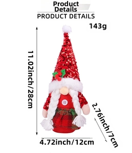 Graphique des tailles détaillé du gnome de Noël avec paillettes et tresses