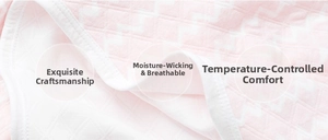 Close-up of pink zigzag quilted cotton towel fabric with soft texture and white edging