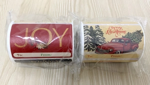 Détails des rouleaux d'étiquettes de Noël avec motifs Joy et camion Merry Christmas