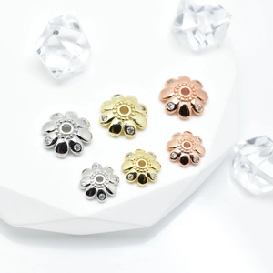 18k gold plated snowflake spacer beads with white rhinestones for DIY jewelry making