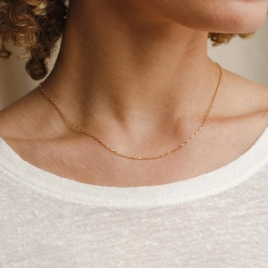 Minimalist 14K gold plated stainless steel paperclip chain necklace for women