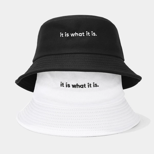 Chapeau Bob Coton Sergé Protection Solaire Été Extérieur Décontracté Broderie Lettres Minimaliste Unisexe Hommes Femmes It Is What It Is