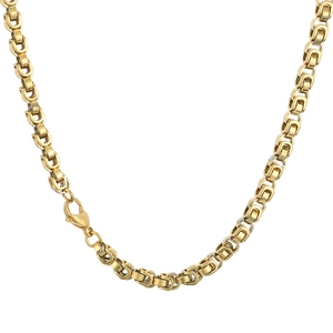 Collier chaîne à maillons bambou en acier inoxydable doré avec fermoir mousqueton chic
