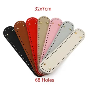 PU Leather Bag Bottom Base Shaper Pad With Metal Studs And Pre-Drilled Holes For DIY Crochet Knitting Handbag