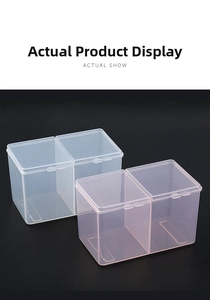 Dual-compartment transparent plastic storage box for nail art pads and accessories