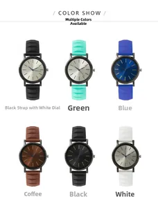 Collection of six minimalist silicone quartz watches in various colors for women