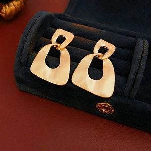 Minimalist Geometric Alloy Earrings With Silver Earring Post For Women Gold Matte Texture Irregular Earrings Fashion Jewelry