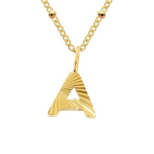 18k gold plated stainless steel necklace featuring letter A pendant with bead chain