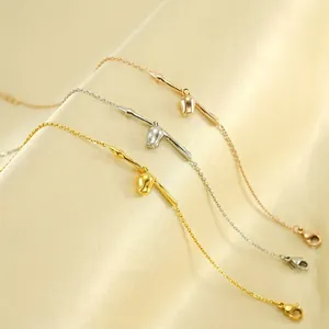 Tulip Flower Bud Pendant Bracelet 18K Gold Plated Stainless Steel Dainty Bamboo Bar Jewelry Minimalist Gift For Women