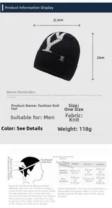 Größentabelle mit 21,5x23cm Maßen und Kopfumfang für Herren Strickmütze Beanie