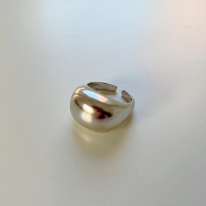 Minimalist 925 sterling silver chunky dome ring with a polished metallic finish