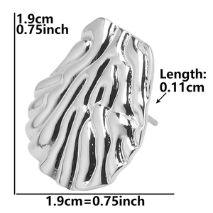 Detailed size chart for 304 stainless steel wavy shell earrings with 1.9cm dimensions
