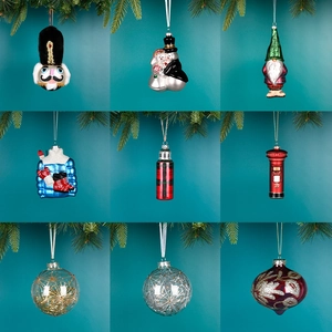 Christmas tree ornaments set featuring nutcracker and snowman glass hanging balls