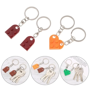 Creative heart shaped building block keychain for couples in vibrant assorted colors