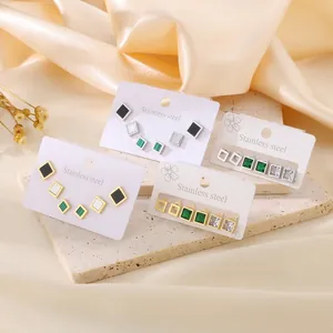 Square Geometric Stud Earrings Stainless Steel Hypoallergenic Minimalist Jewelry For Women Elegant Colorful