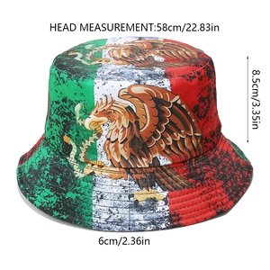 Detailed dimension guide for the Mexico flag sun bucket hat with eagle print