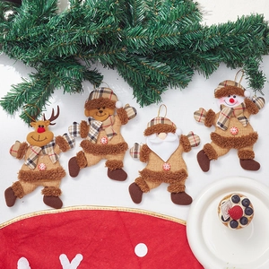 Christmas Pendants Ornaments Burlap Plush Dancing Characters Reindeer Santa Snowman Bear Tree Hanging Decor Cute Rustic