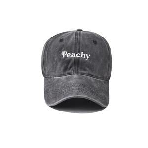 Berretto da baseball in cotone lavato grigio antracite con ricamo Peachy vintage