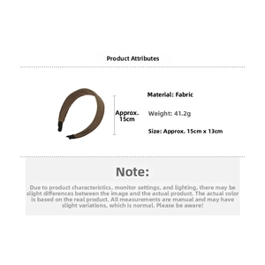 Dimensions détaillées du serre-tête en tissu marron avec taille 15x13cm et poids 41,2g