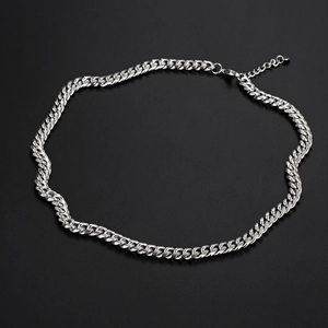 Cuban Link Chain Necklace Stainless Steel Polished Minimalist Hip Hop Trendy Jewelry For Men Women