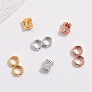 925 Sterling Silver Heart Beads And Double Ring Spacer Connectors For DIY Bracelet Necklace Making Hollow Design
