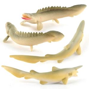 Set of four realistic ancient sea creature toy models in light green and yellow finish