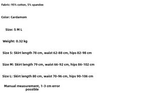 Tableau des tailles détaillé pour l'ensemble haut et jupe à pois avec spécifications